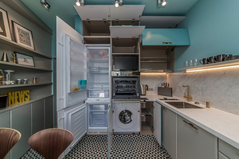 Built-in washing machine in the kitchen