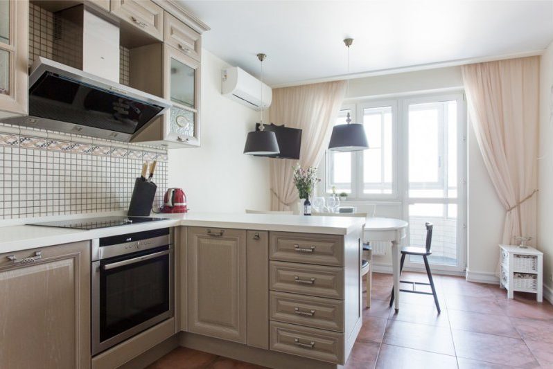 Spacious kitchen with tiled floor