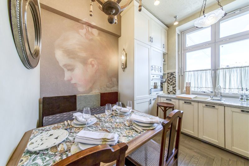 Curtains cafe in the interior of the kitchen