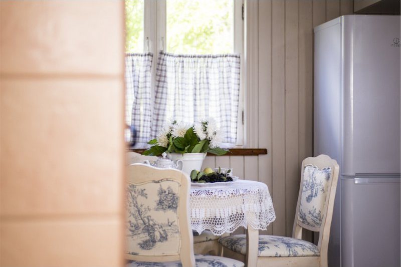 Curtains cafe in the interior of the kitchen