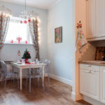 Flower curtains in the kitchen