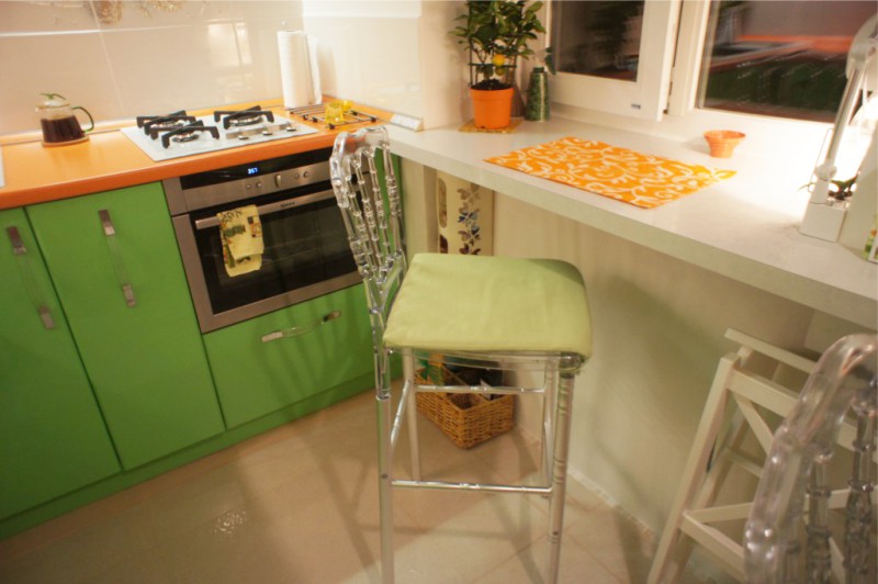 Orange chipboard worktop