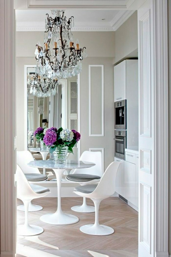 Mirror in the interior of a classic kitchen in Stalin