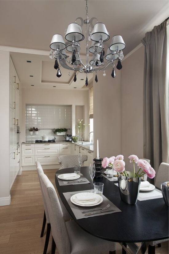 Two windows in the kitchen-dining room