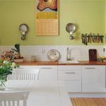 Pistachio wall color in the kitchen