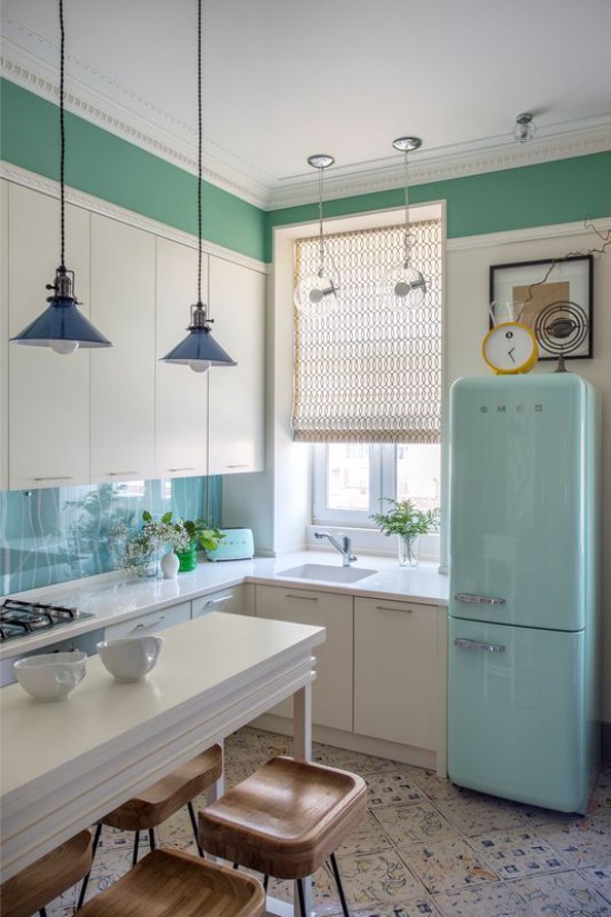 Kitchen with sink under the window