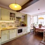 Kitchen with country-style beamed ceilings