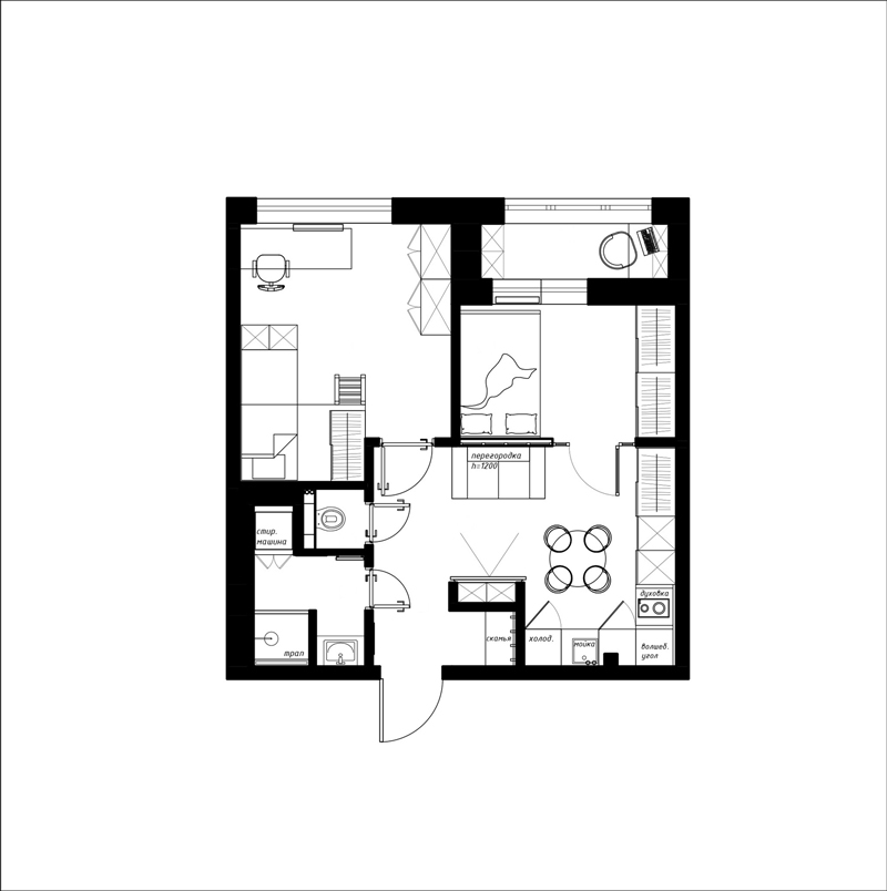 Plan de cuisine sans fenêtre