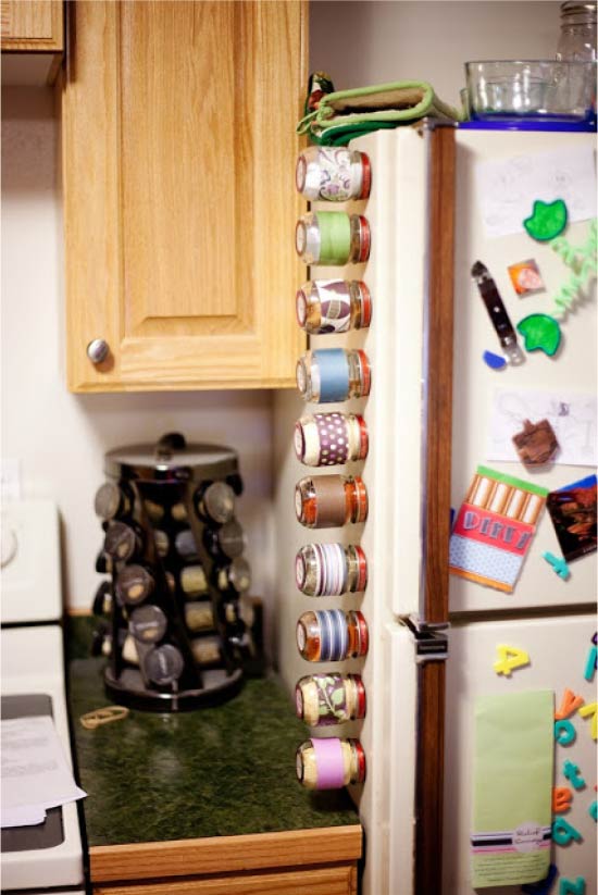 Spice Cans on the Fridge