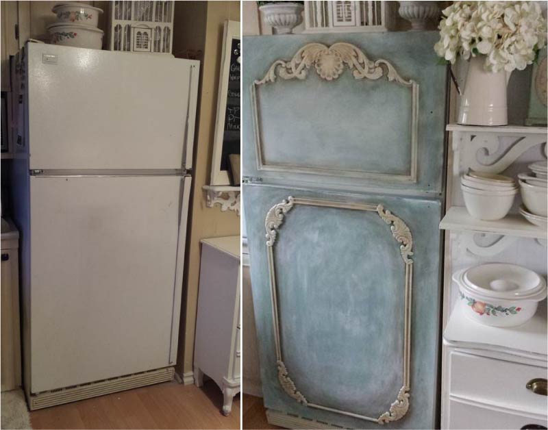 Refrigerator decor before and after