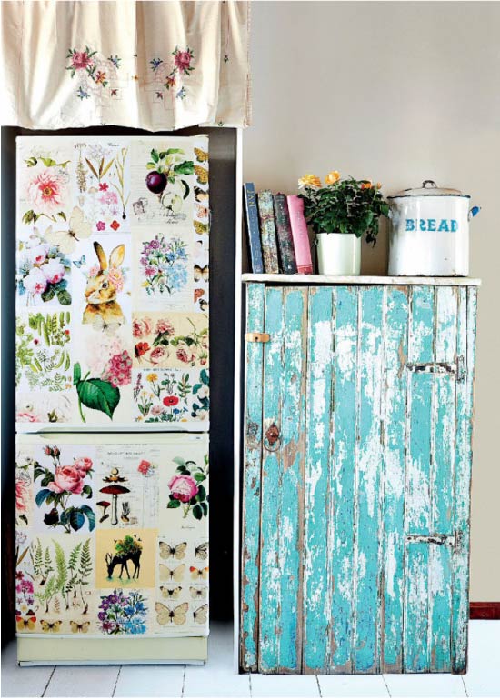 Decoupage refrigerator decor