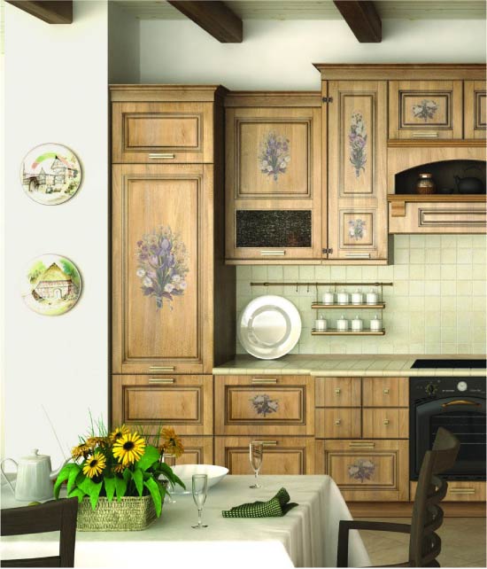 Decoupage built-in refrigerator