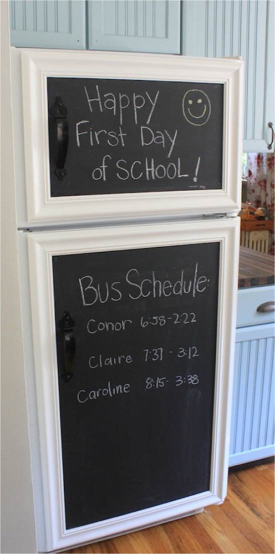 Chalk board on the fridge