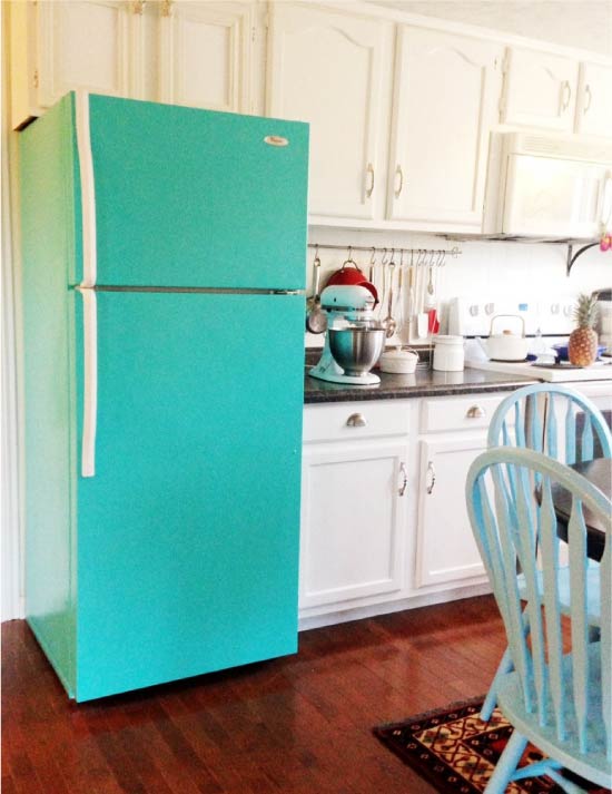 Painted fridge in the interior