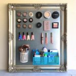 An example of organizing the storage of cosmetics on a magnetic board