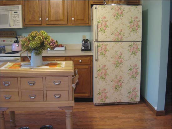 Fridge decor with adhesive film