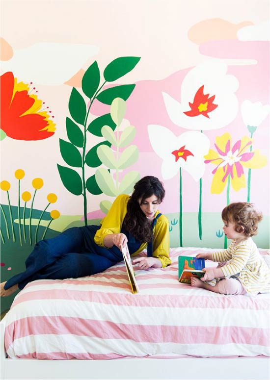 Hand painted walls in the nursery