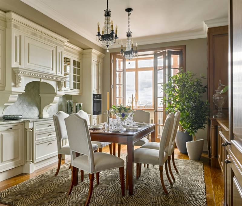 Two-row kitchen-dining room