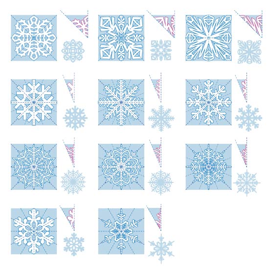 The scheme of cutting snowflakes-vytynanki