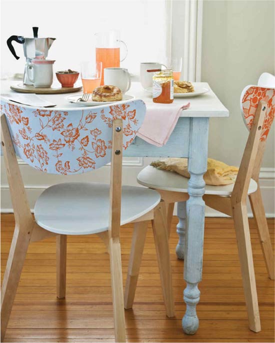 Ghế Decoupage với một miếng vải