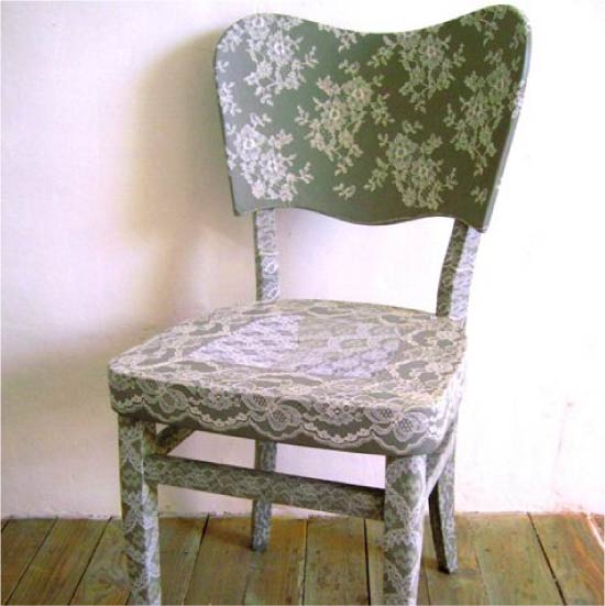 Decoupage chair with a cloth