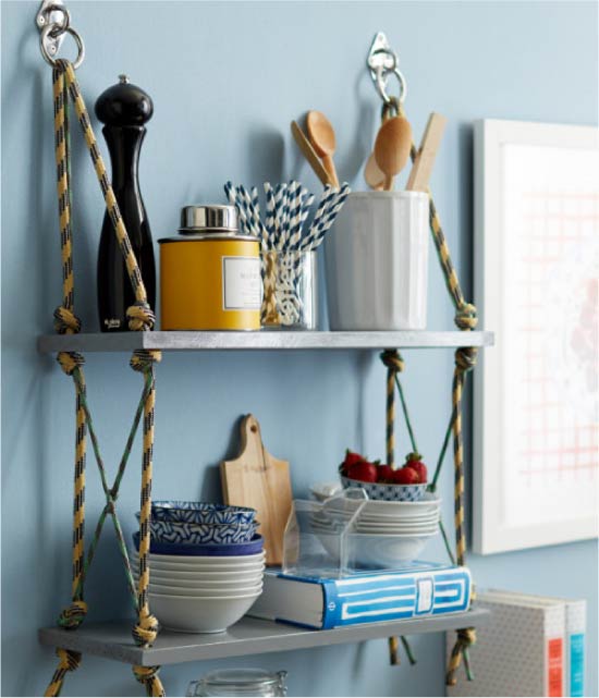 Suspended shelf for kitchen