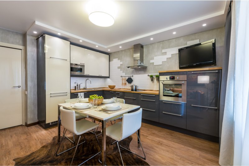 Modern kitchen with access to the balcony