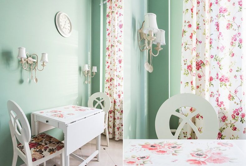 Kitchen with light green walls