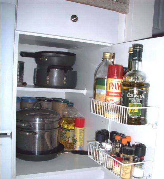 Olive oil in the cabinet