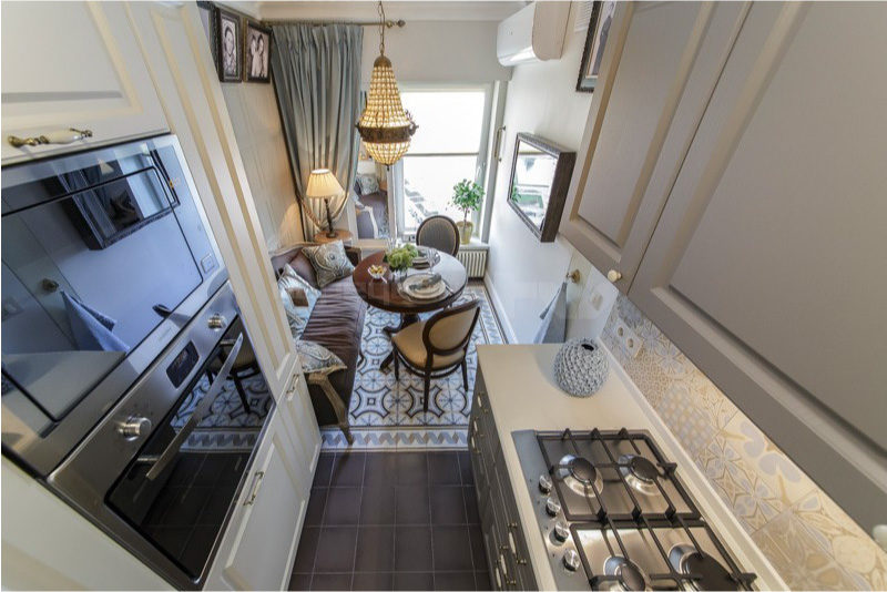 Stainless steel hob in classic interior