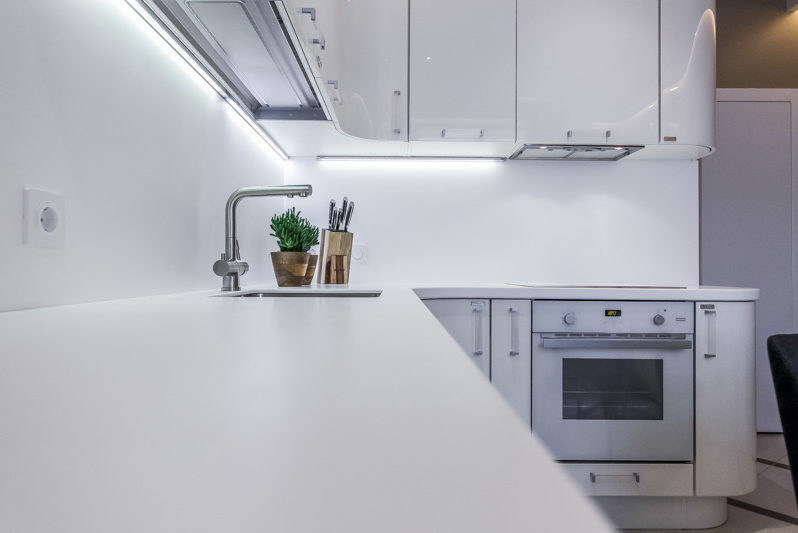 White acrylic stone worktop