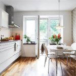 Window with balcony door in the kitchen