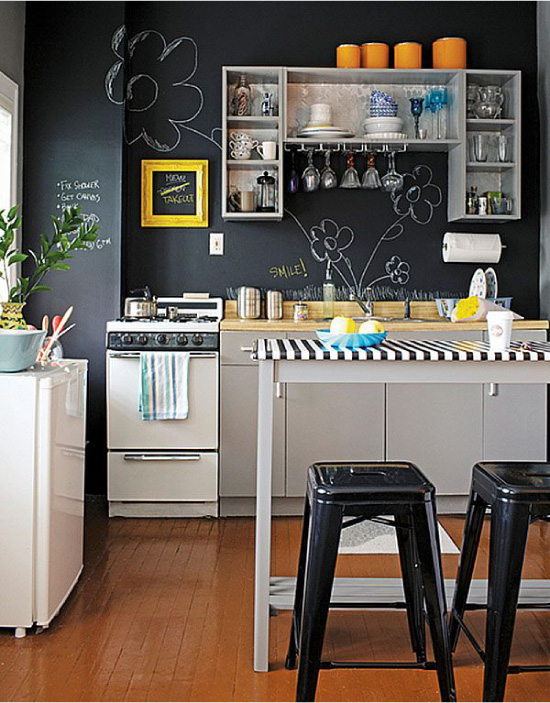 Modern kitchen design with chalk walls