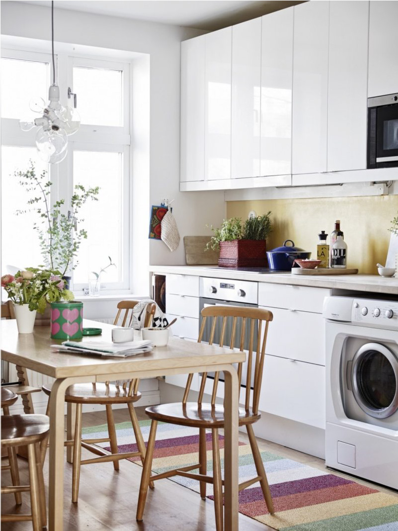 Glossy white Scandinavian style kitchen