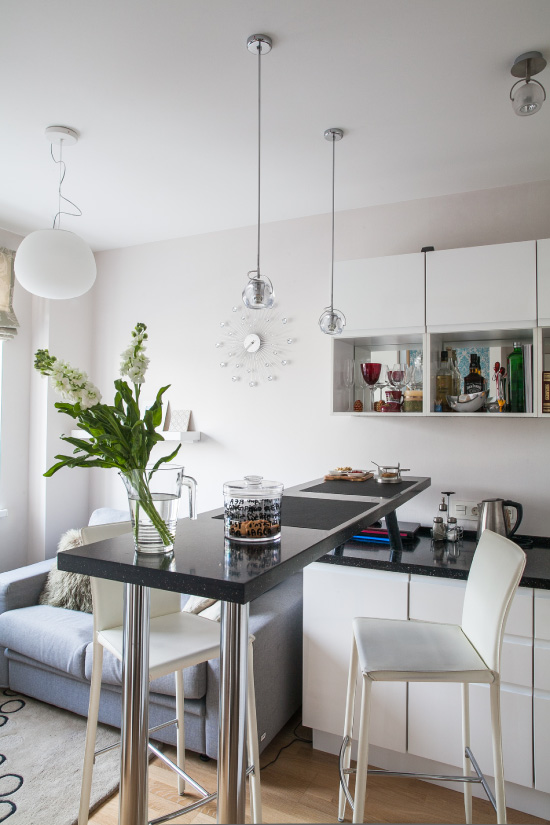 White kitchen without handles