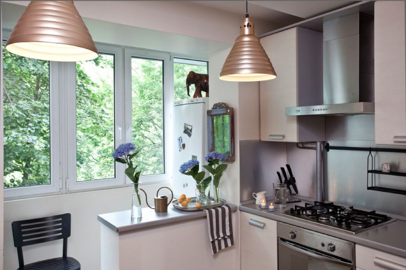 Small kitchen with balcony