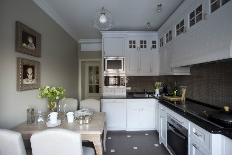 Floor and kitchen countertop dark brown