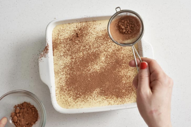 Cocoa powder on Tiramisu